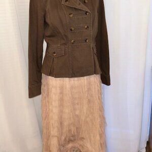 Mossimo Supply Co Brown Cotton Military Pirate Double Breasted Jacket Size L